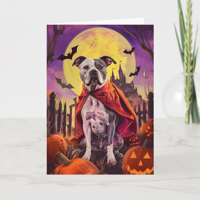 Carte Halloween Staffordshire américain Citrouille effro (Devant)