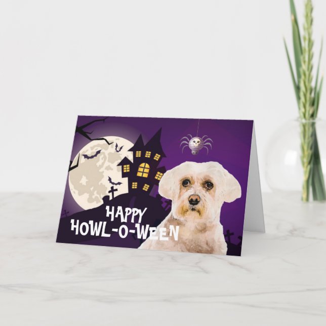 Carte Halloween Terrifiant Terrier Maltais (Devant)