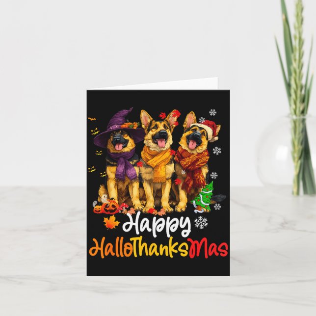 Carte Halloween Thanksgiving Christmas German Shepherd D (Devant)