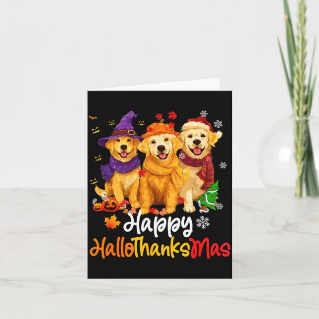Carte Halloween Thanksgiving Christmas Golden Retriever  (Devant)