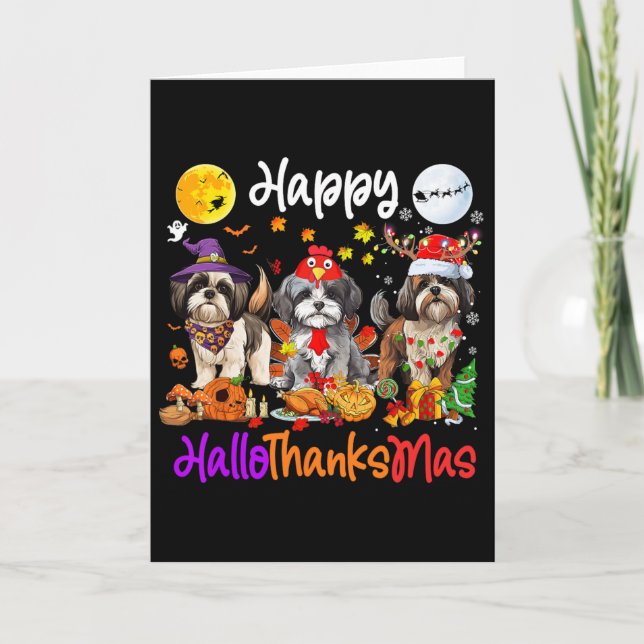 Carte Halloween Thanksgiving Christmas Shih Tzu Dog Hall (Devant)