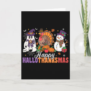 Carte Halloween Thanksgiving Noël Joyeux Hallothanks