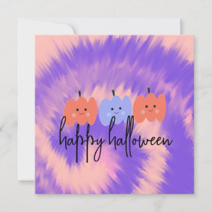 Carte Halloween Tie Dye Citrouille Dessinée à la M