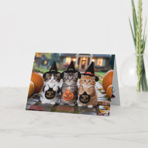 Carte Halloween Trick-or-Treat de chaton mignon
