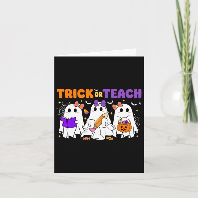 Carte Halloween Trick Ou Enseigner Retro Enseignants Étu (Devant)