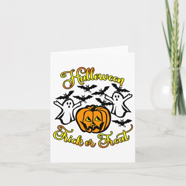 Carte Halloween Tricoter Ou Traiter (Devant)