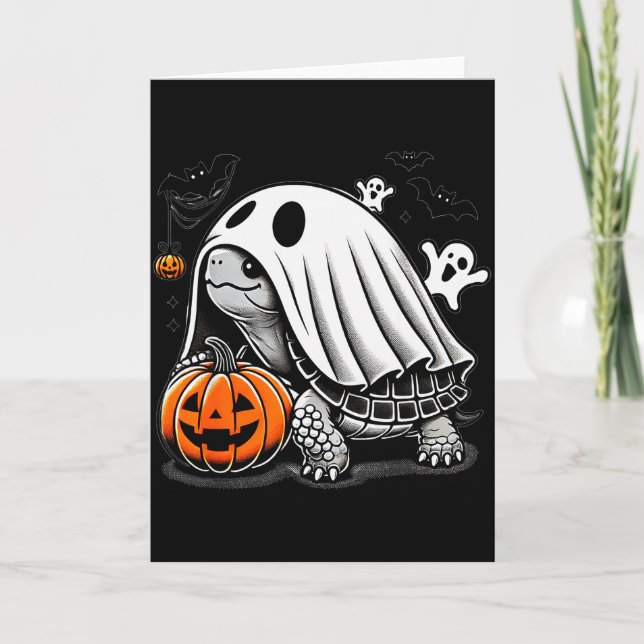 Carte Halloween Turtle Ghost Pumpkin Costume Terran Tort (Devant)