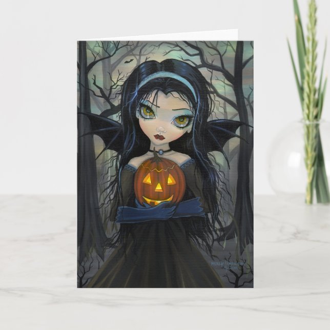 Carte Halloween Vampire aux Grands Yeux d'Octobre  (Devant)