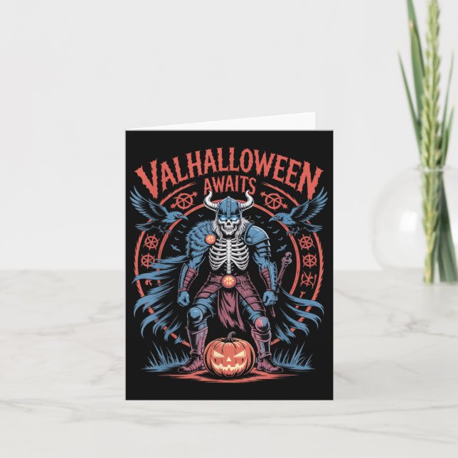 Carte Halloween Viking Warrior - Runes Et Ravens - Valh (Devant)