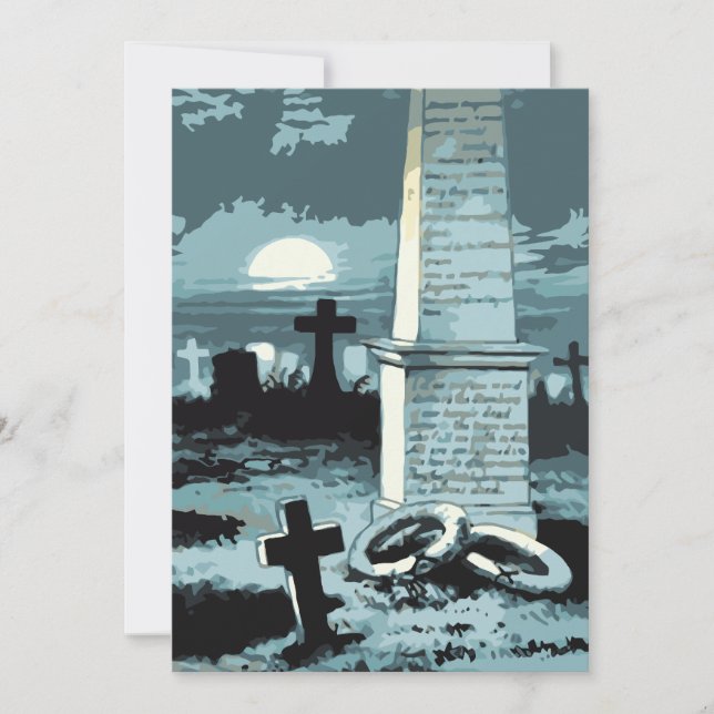 Carte Halloween vintage, Cimetière Déplaisant aux Graves (Devant)