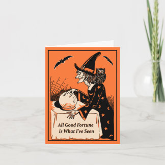 Carte Halloween Vintage de la sorcière fortune