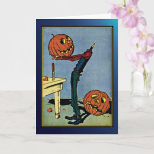 Carte Halloween Vintage de tête de Citrouille "san