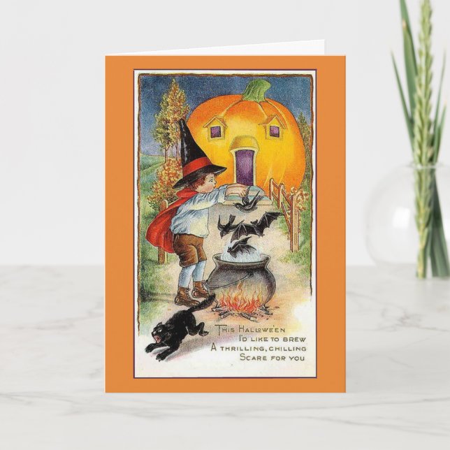 Carte Halloween vintage - Drunk pour Halloween, (Devant)