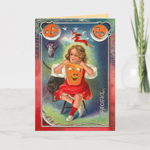 Carte Halloween vintage rêver d'être une sorcière