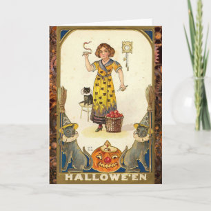 Carte Halloween vintage Se préparer pour la fête