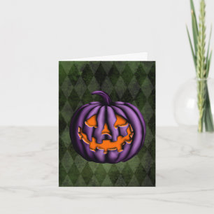 Carte Halloween violet Citrouille Grunge vert