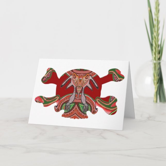 Carte Halloween : Visage HUMAIN de MONSTRE de n au CRÂNE (Devant)