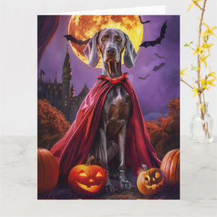 Carte Halloween Weimaraner Vampire Citrouilles effroi