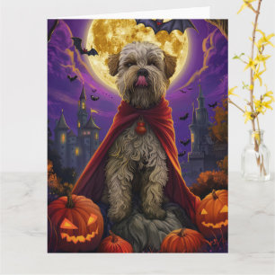Carte Halloween Wheaten Terrier Vampire Citrouilles effr