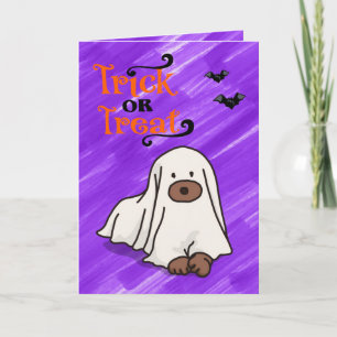 Carte Halloween Whimsical personnalisé Ghost Dog Purple