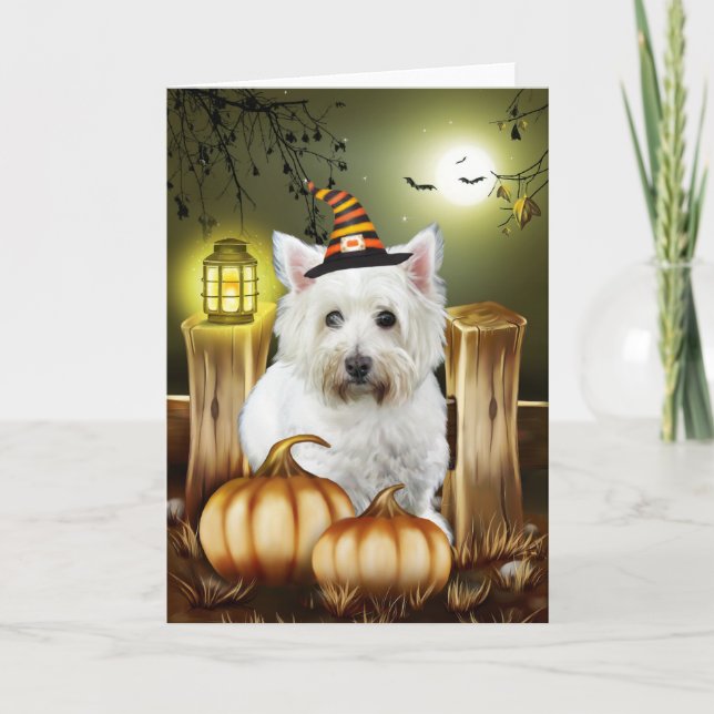 Carte Halloween White Terrier Dog West Highland (Devant)