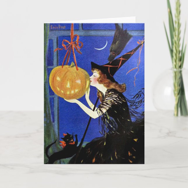 Carte Halloween Witch Art Vintage (Devant)
