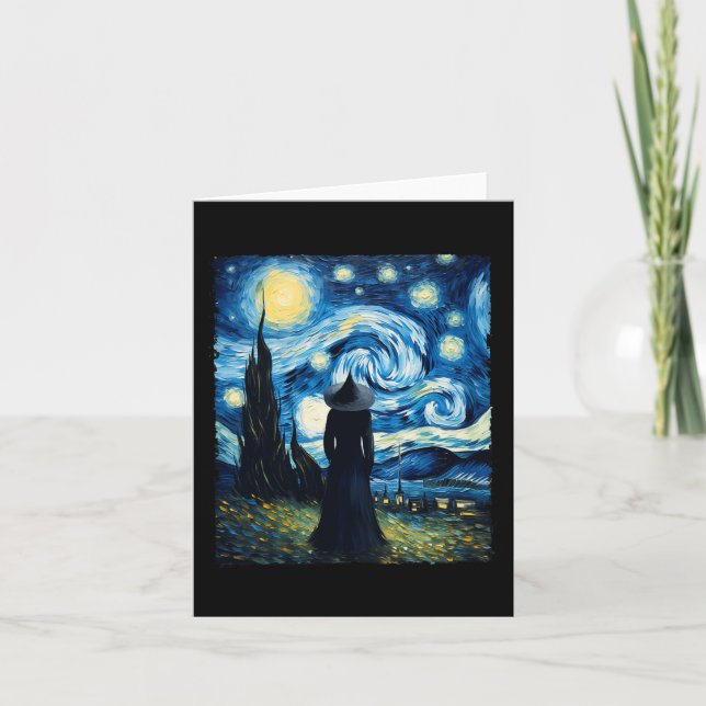Carte Halloween Witch Starry Night Van Gogh Aesthétique  (Devant)