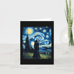 Carte Halloween Witch Starry Night Van Gogh Aesthétique 