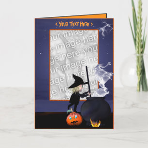 Carte Halloween Witch Stirring Cauldron (cadre photo)