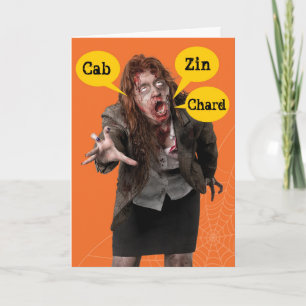 Carte Halloween Zombie Happy Hallowine Wino