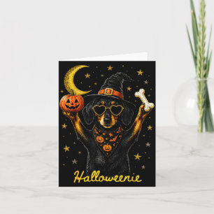 Carte Halloweenie drôle d'Halloween dachshund sorcière