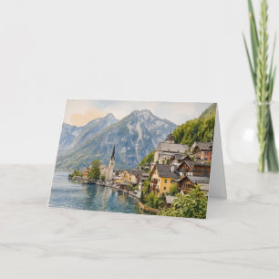 Carte Hallstatt Autriche Aquarelle