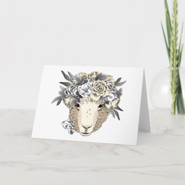 Carte Halo mouton floral (Devant)