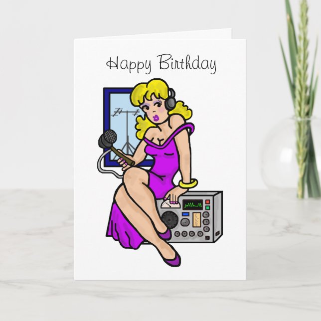 Carte Ham Radio Blonde Pin-up Girl Greeting Card (Devant)