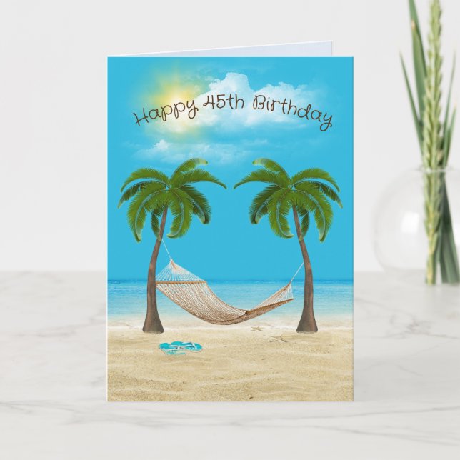 Carte Hamac sur la plage 45e anniversaire (Devant)