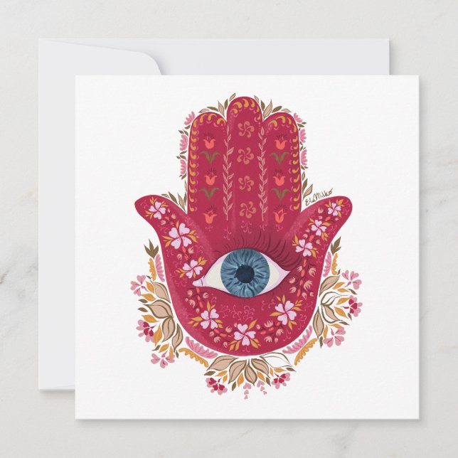 Carte Hamsa Main_Magenta_Cream (Devant)