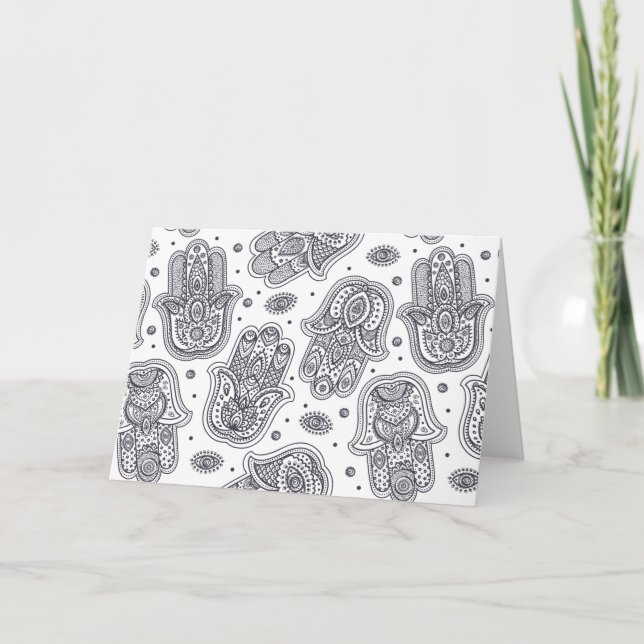 Carte Hamsa tiré par la main inspiré (Devant)