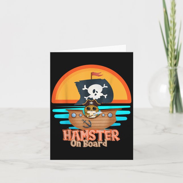 Carte Hamster à bord Pirate Drôle J'adore Hamster  (Devant)