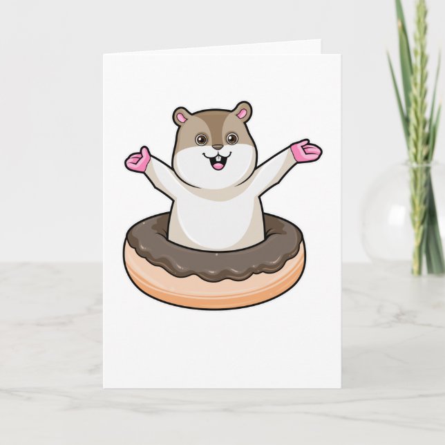 Carte Hamster avec beignet au chocolat (Devant)