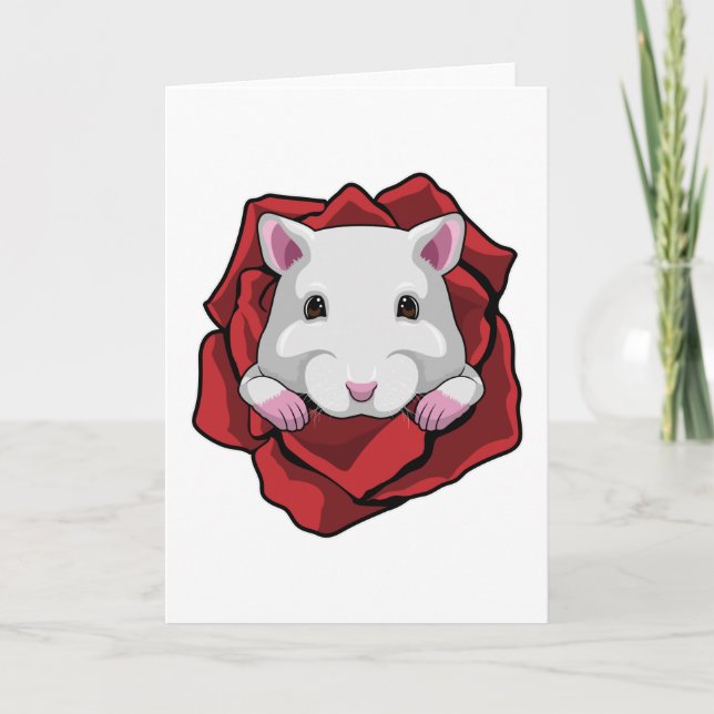 Carte Hamster avec Rose (Devant)
