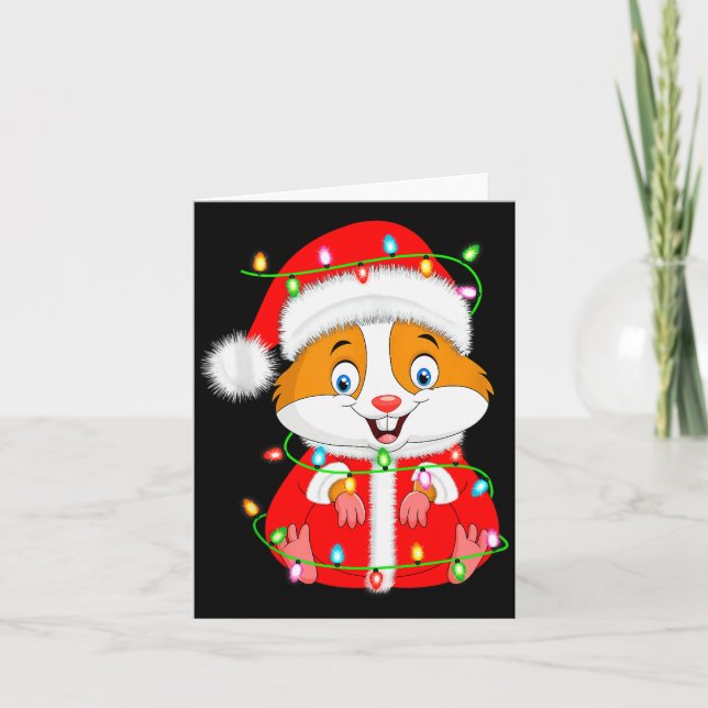 Carte Hamster Christmas Lights Santa Costume Cute Animal (Devant)