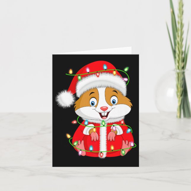Carte Hamster Christmas Lights Santa Costume Cute Animal (Devant)