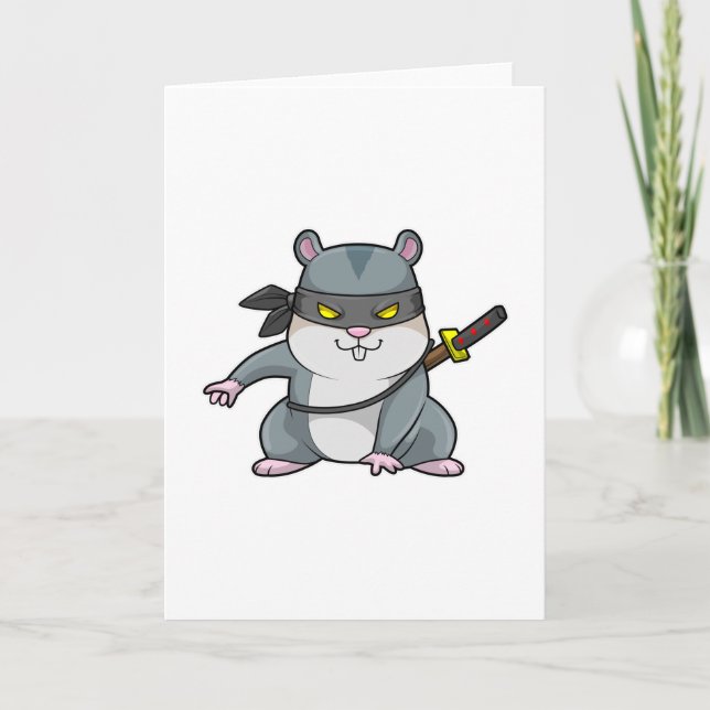 Carte Hamster en ninja aux arts martiaux avec épée (Devant)