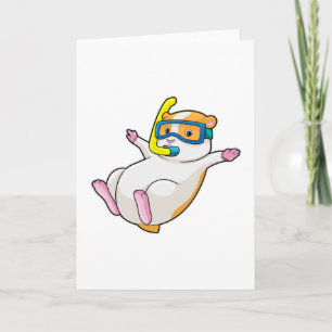 Carte Hamster en plongée avec lunettes de natation