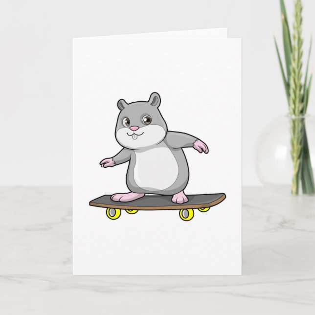 Carte Hamster en skater avec skateboard (Devant)