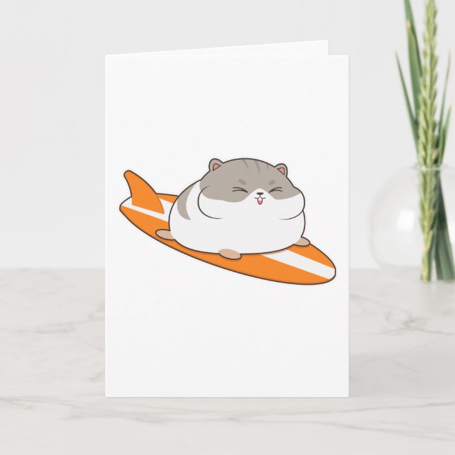 Carte Hamster en surfeur avec planche de surf (Devant)
