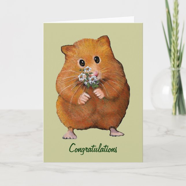 Carte Hamster Holding Daisies : Félicitations générales (Devant)