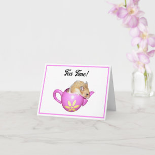 Carte Hamster mignon en théière rose avec Daisy Photo