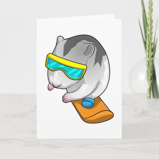 Carte Hamster Snowboardeur Snowboard (Devant)