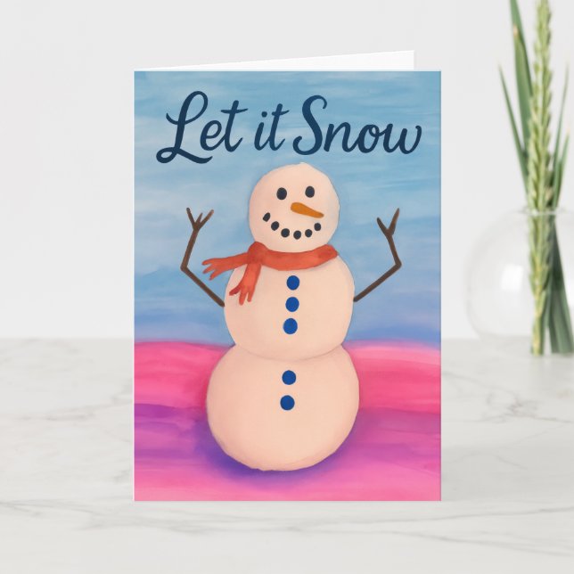 Carte Hand-Painted Snowman Holiday Greeting (Devant)